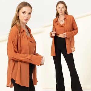 Stylish Orange Blouse and Tank Set
